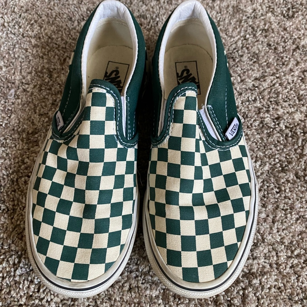 Kids Checkered Vans slip on shoes